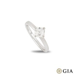 Bague en platine avec diamant taille Asscher certifié GIA de 1,00 carat G/VS2