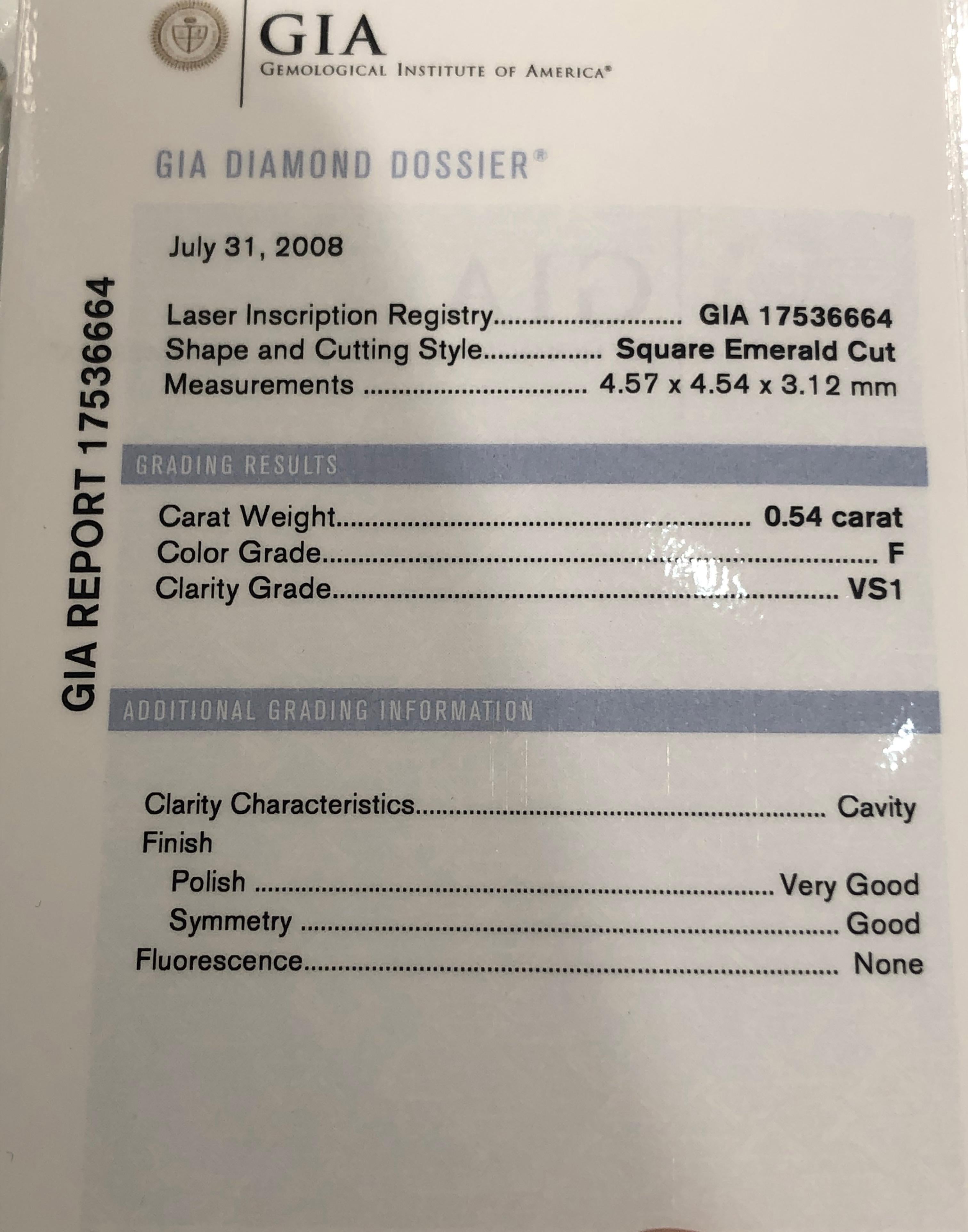 GIA-zertifizierte Diamant-Ohrstecker mit Asscher-Schliff für Damen oder Herren im Angebot