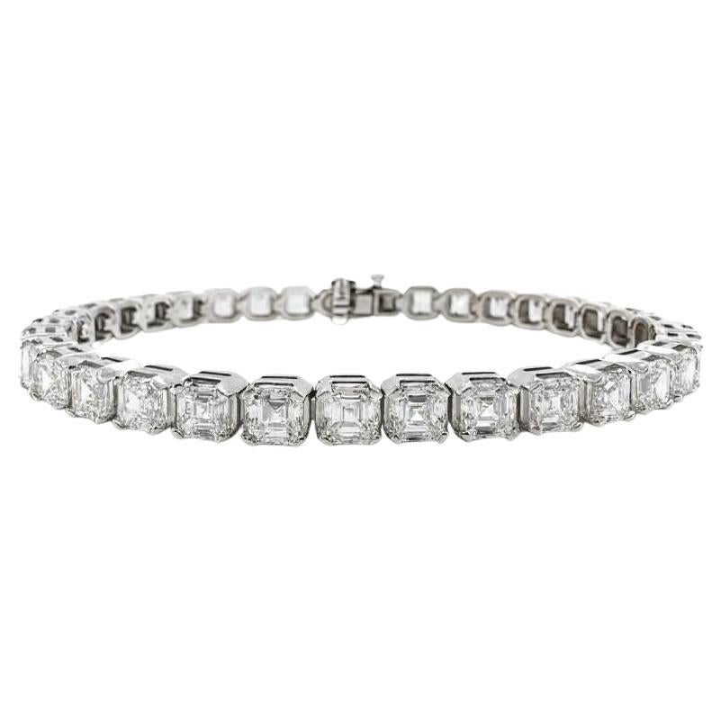 GIA-Certified Asscher Cut Diamond Tennis Bracelet 16.75 Carats