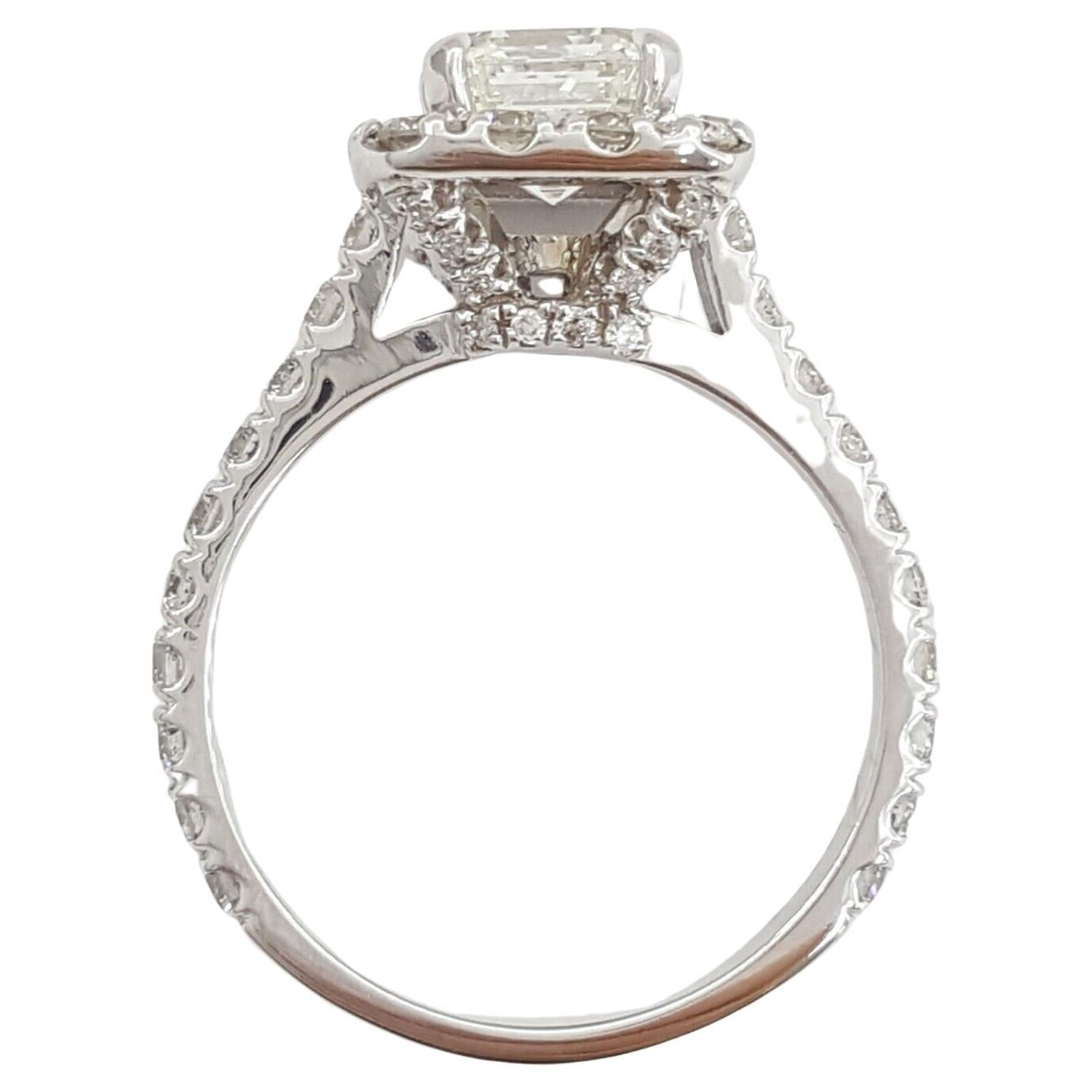 2.56 ct total weight Asscher Cut Halo Diamond Engagement Ring. 


