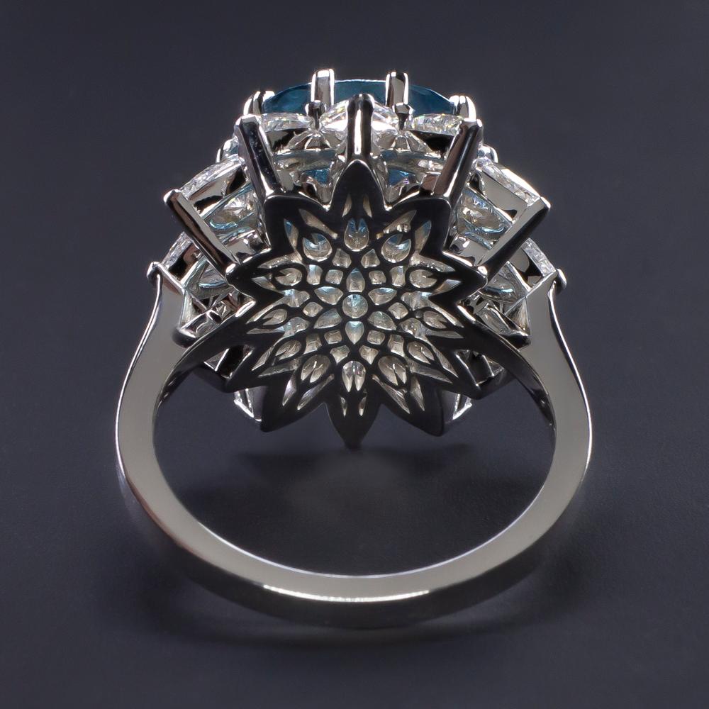 Modern GIA Certified Authentic Paraiba Tourmaline Cushion Cut Diamond Ring