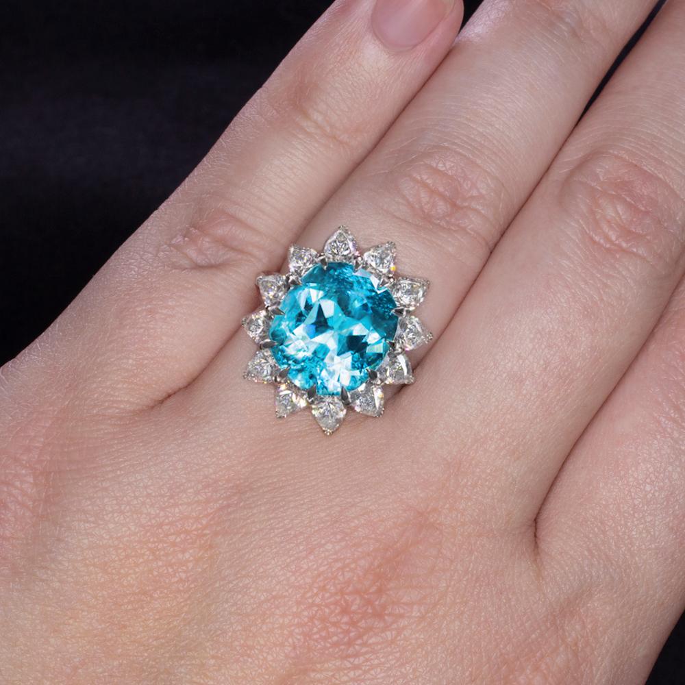 Women's or Men's GIA Certified Authentic Paraiba Tourmaline Cushion Cut Diamond Ring