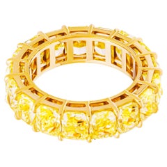 GIA Certified Band with Fancy Intense Yellow Radiant Cut Diamonds