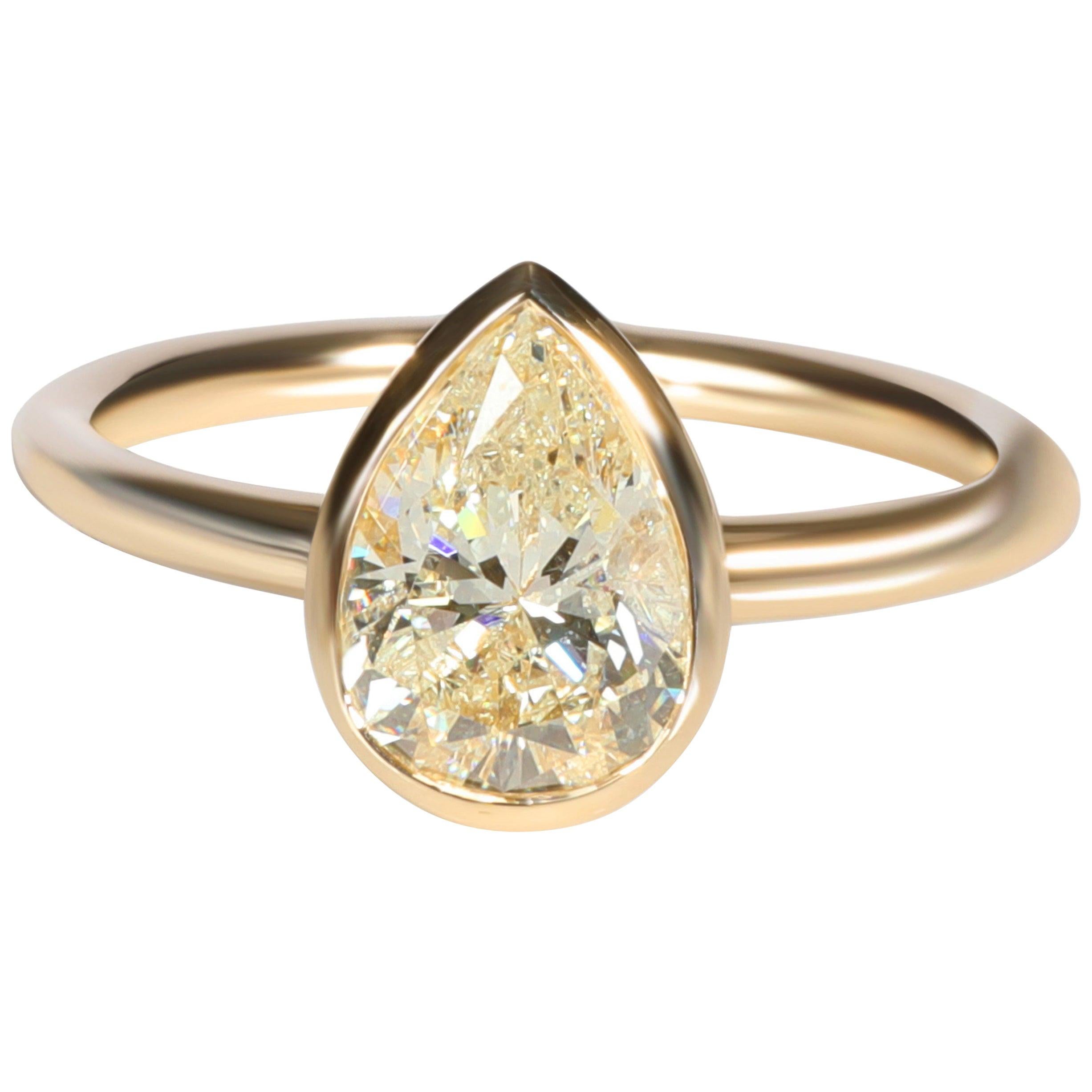 GIA Certified Bezel Set Diamond Solitaire Ring in 14 Karat Yellow Gold L I2 1.52
