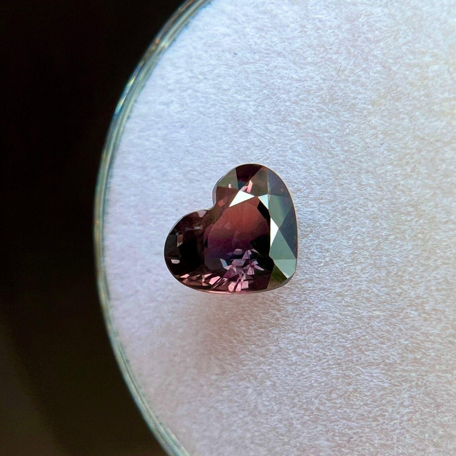 Women's or Men's Gia Certified Bi Colour Sapphire Natural 1.15ct Untreated Purple Pink Heart Cut For Sale