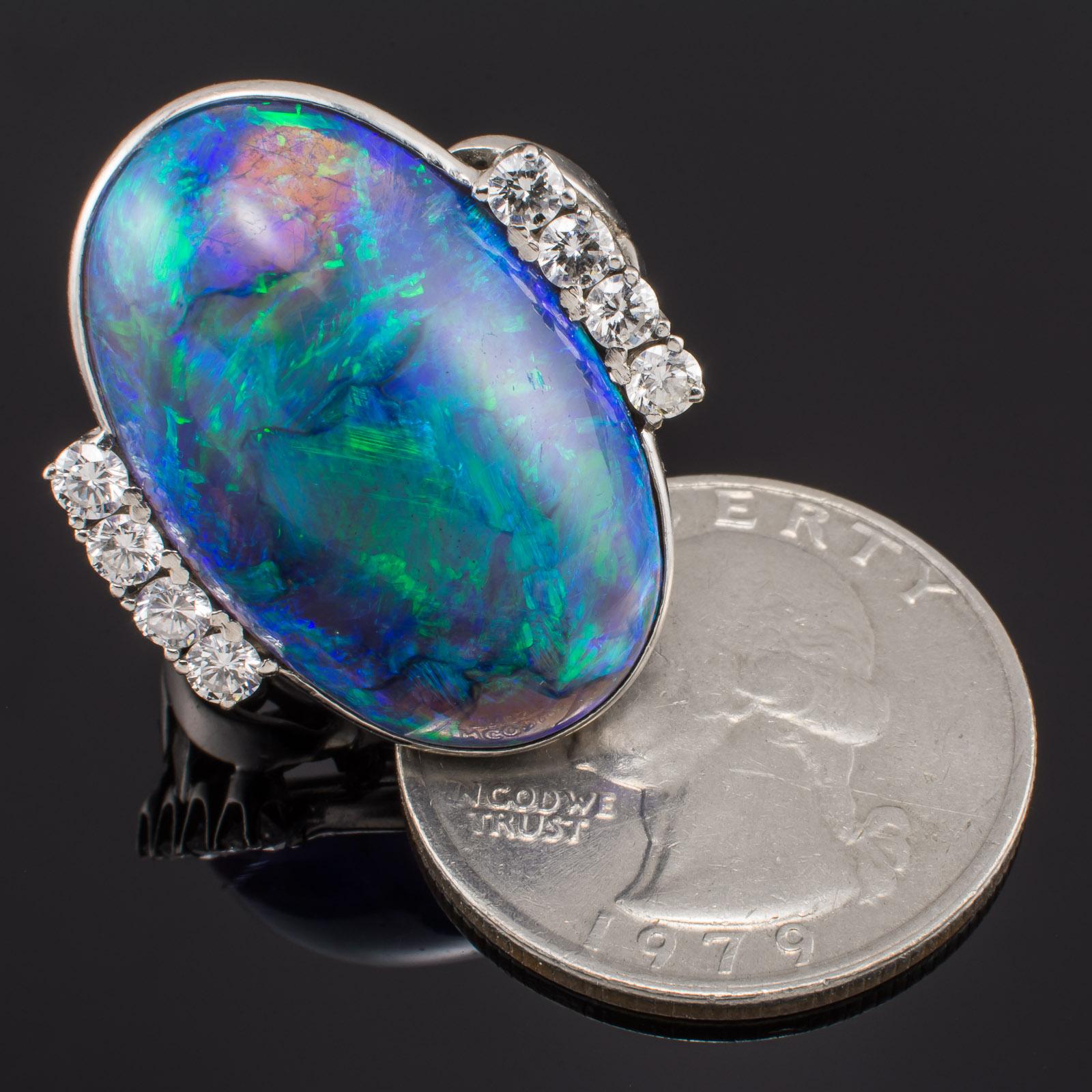 GIA Certified Black Opal Diamond Ring In Good Condition In Boca Raton, FL