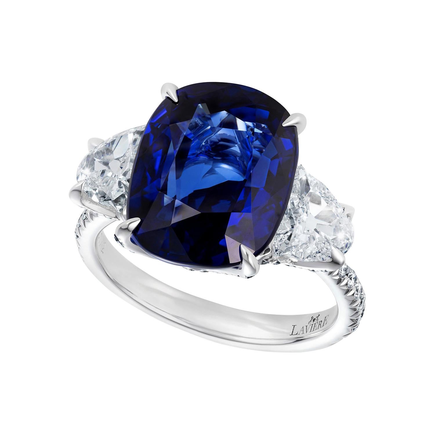 GIA Certified Blue Sapphire and Diamond Cocktail Ring For Sale