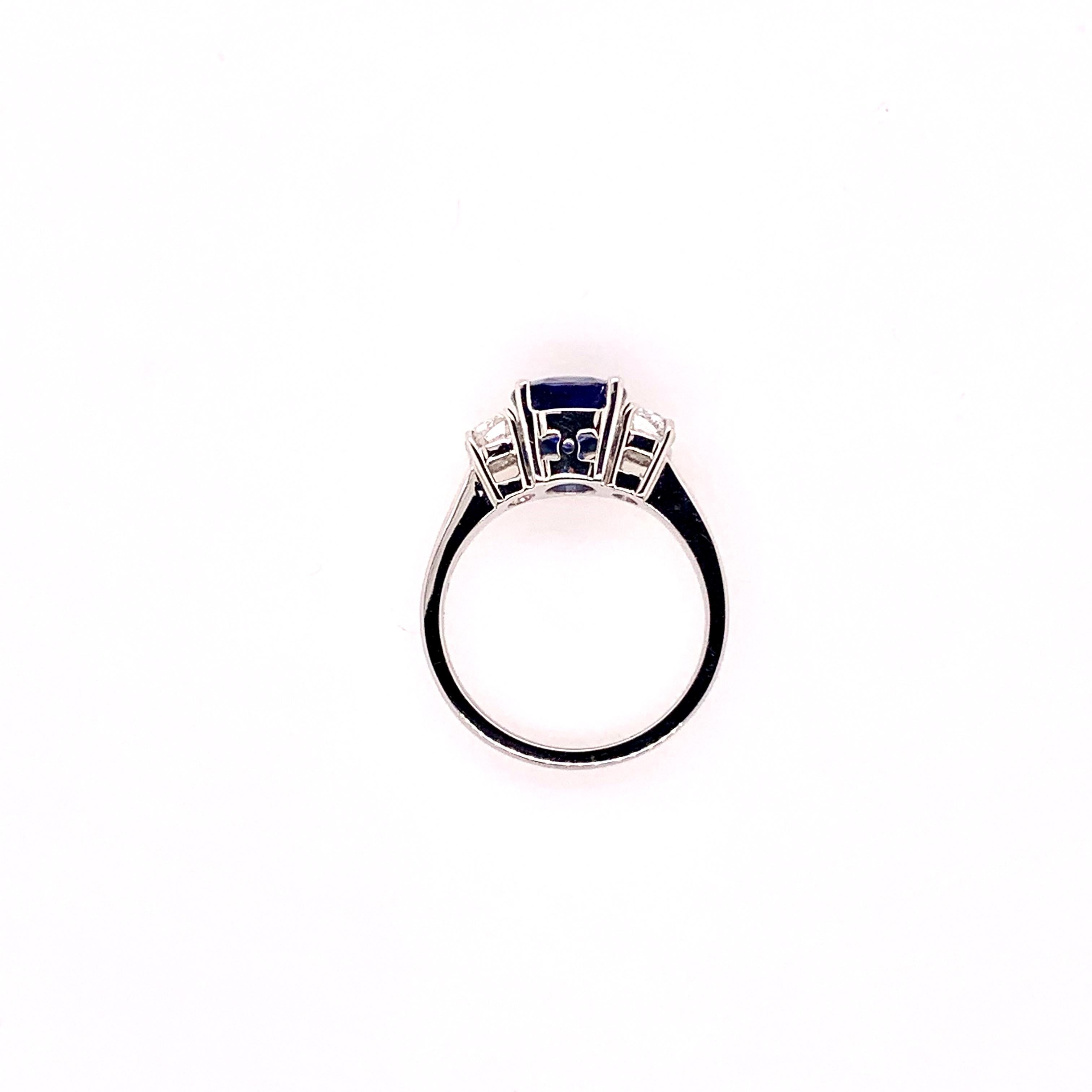 cartier gia certified kashmir blue sapphire and diamond three-stone ring