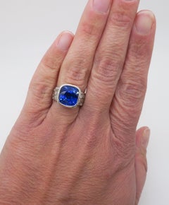 GIA Certified Blue Sapphire & Diamond Alex Sepkus J's Garden Ring in Platinum