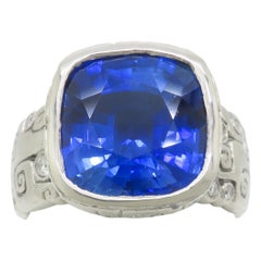 GIA Certified Blue Sapphire & Diamond Alex Sepkus J's Garden Ring in Platinum