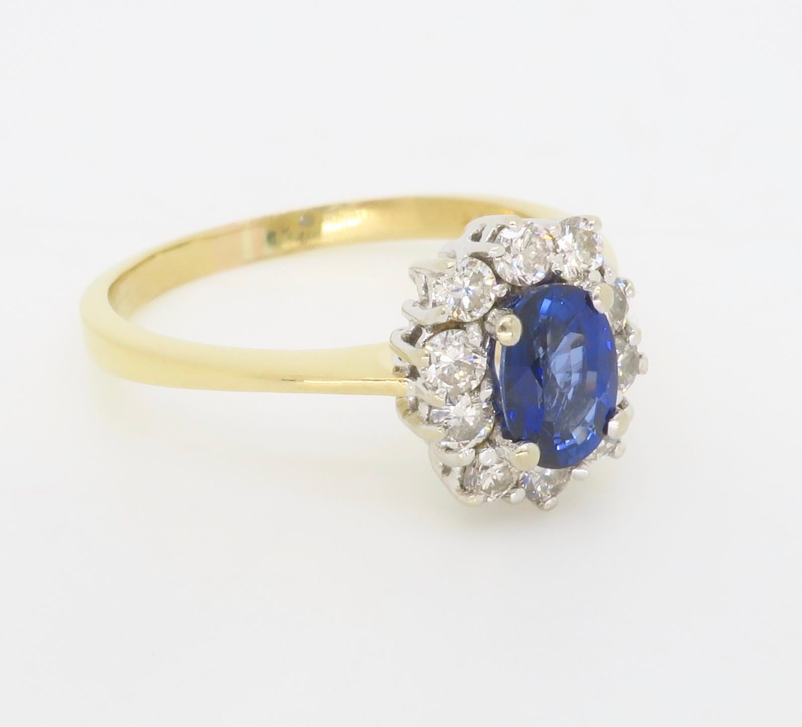 Gia Certified Blue Sapphire & Diamond Halo Ring in 18k For Sale 10