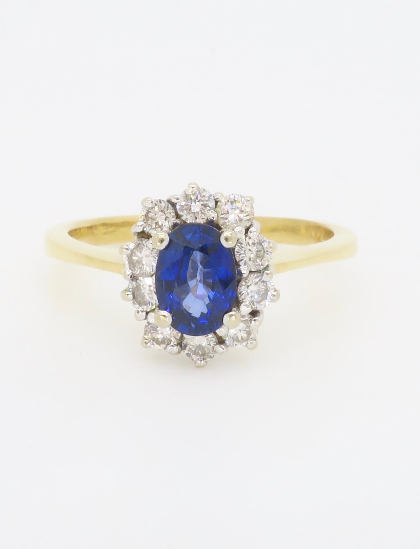 Gia Certified Blue Sapphire & Diamond Halo Ring in 18k For Sale 11