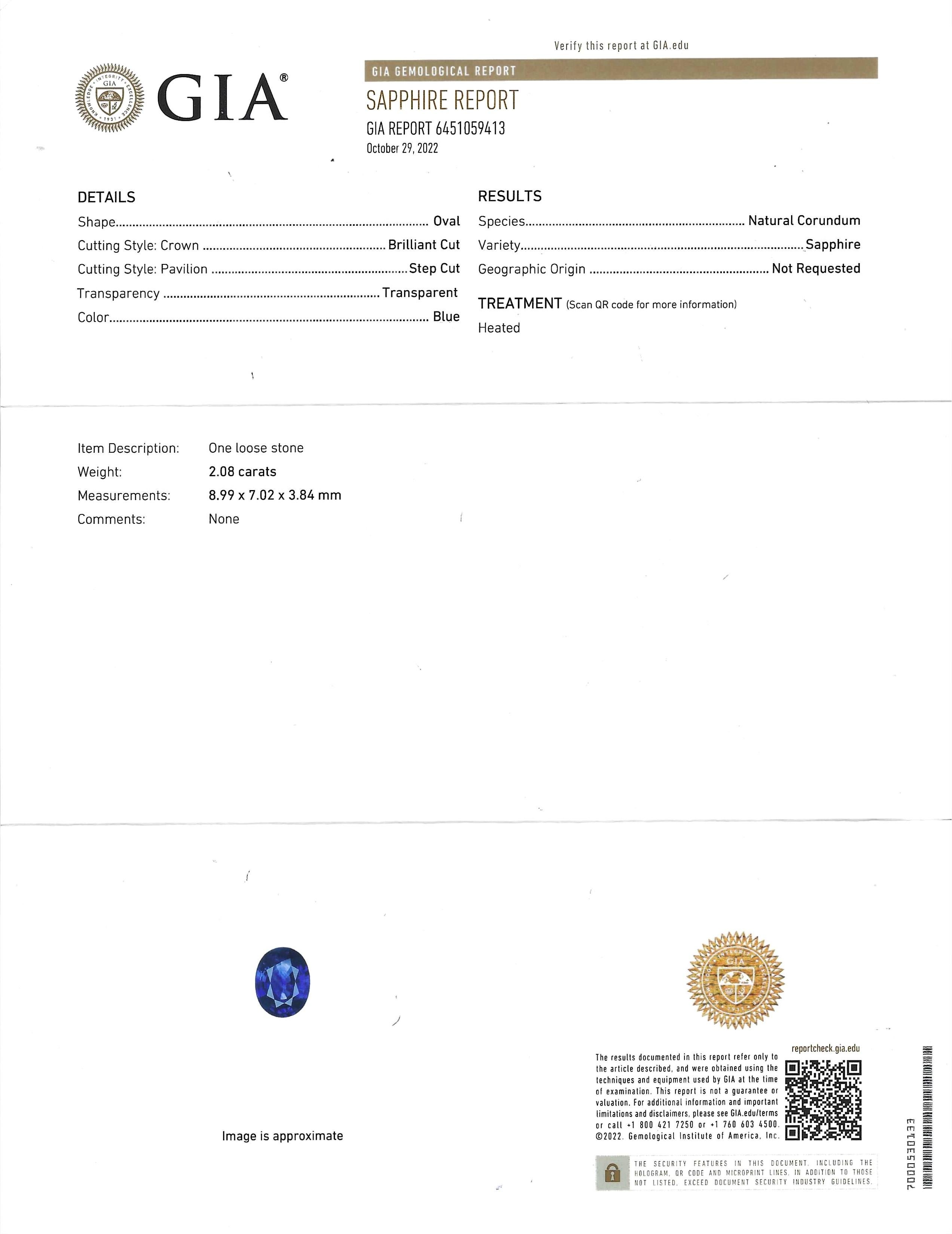 GIA Certified Blue Sapphire with Diamond Ring set in Platinum 950 Settings For Sale 14