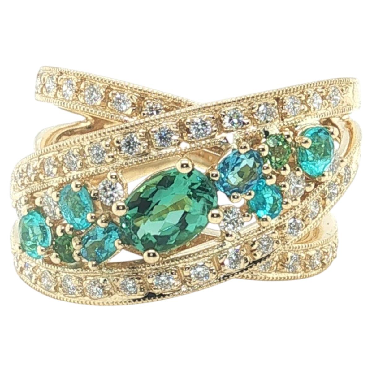GIA Certified Brazilian Paraiba Tourmaline and Diamond Cocktail Ring in 18k Gold