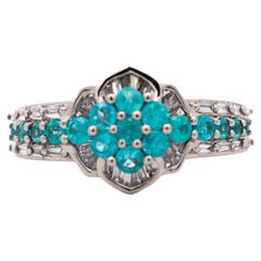 GIA Certified Brazilian Paraiba Tourmaline Cluster Ring
