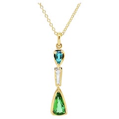 GIA Certified Brazilian Paraiba Tourmalines 1.42 Carats Diamond Pendant 18k Gold