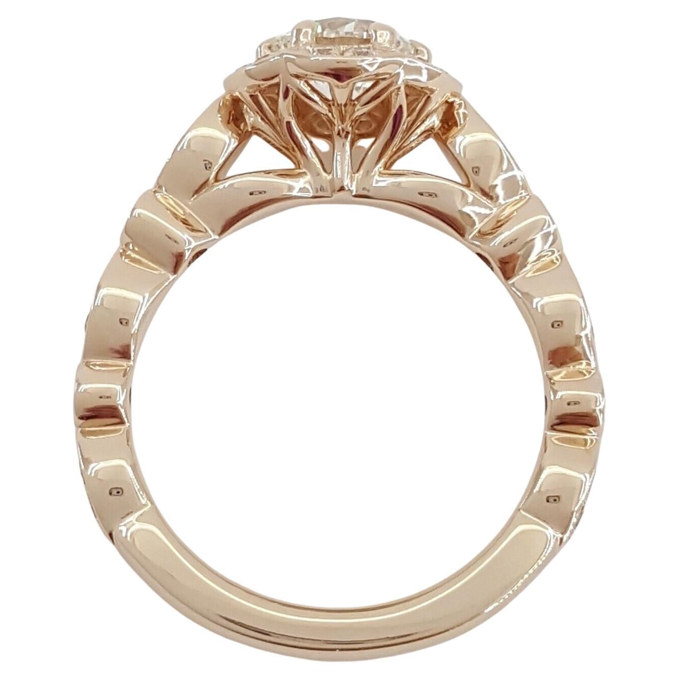 GIA-zertifizierter Diamant-Halo-Verlobungsring im Brillantschliff (Moderne) im Angebot