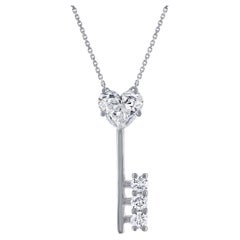 Collar Llave Diamante Corazón Brillante Certificado GIA
