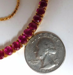 GIA Certified Burma 33.19ct Natural Ruby Tennis Necklace 18kt Prime Vivid Reds
