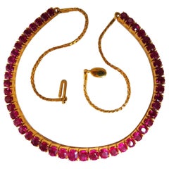 GIA Certified Burma 33.19ct Natural Ruby Tennis Necklace 18kt Prime Vivid Reds