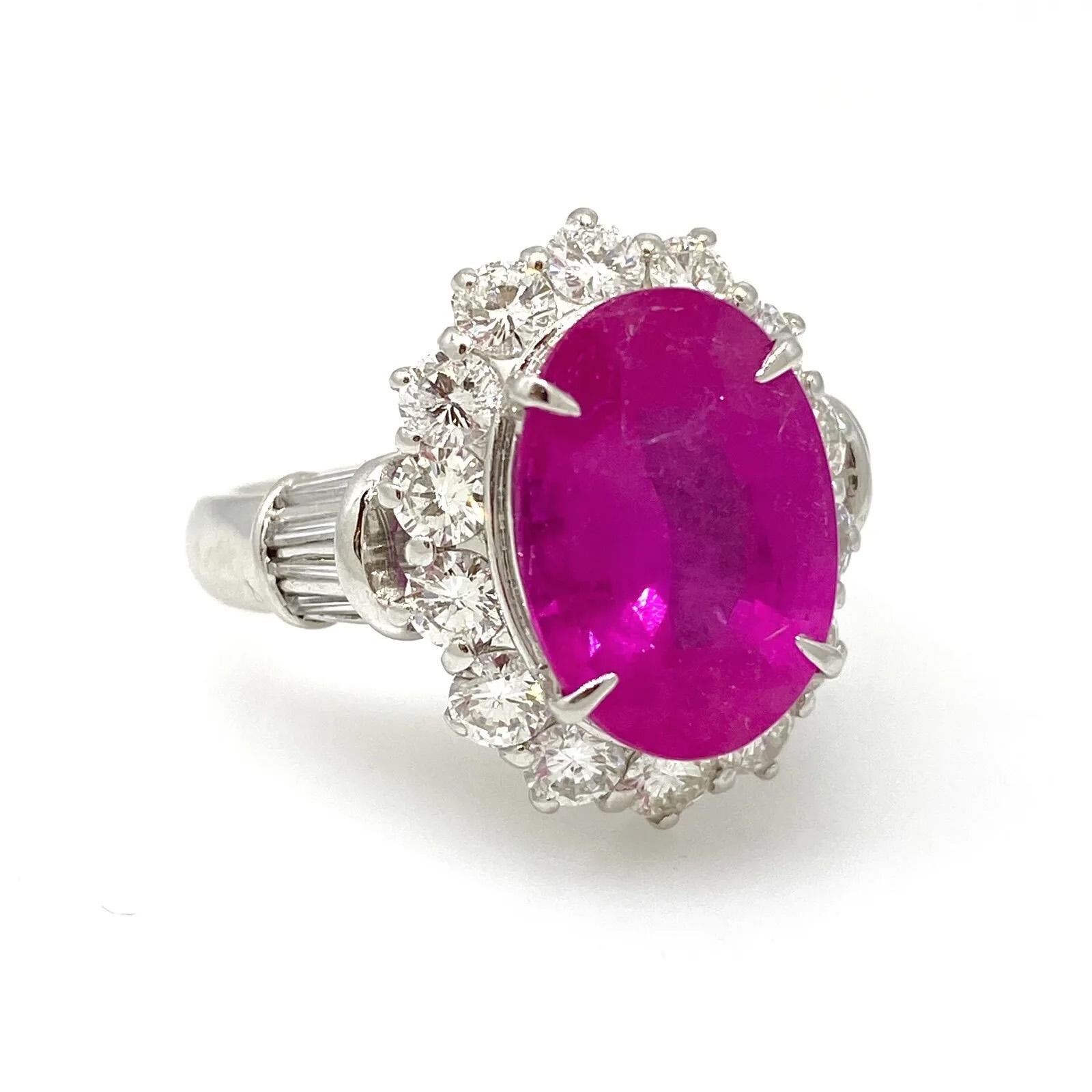 GIA Certified Burma Heated Ruby 4.74 Carat Oval in Diamond Platinum Ring In Excellent Condition For Sale In La Jolla, CA