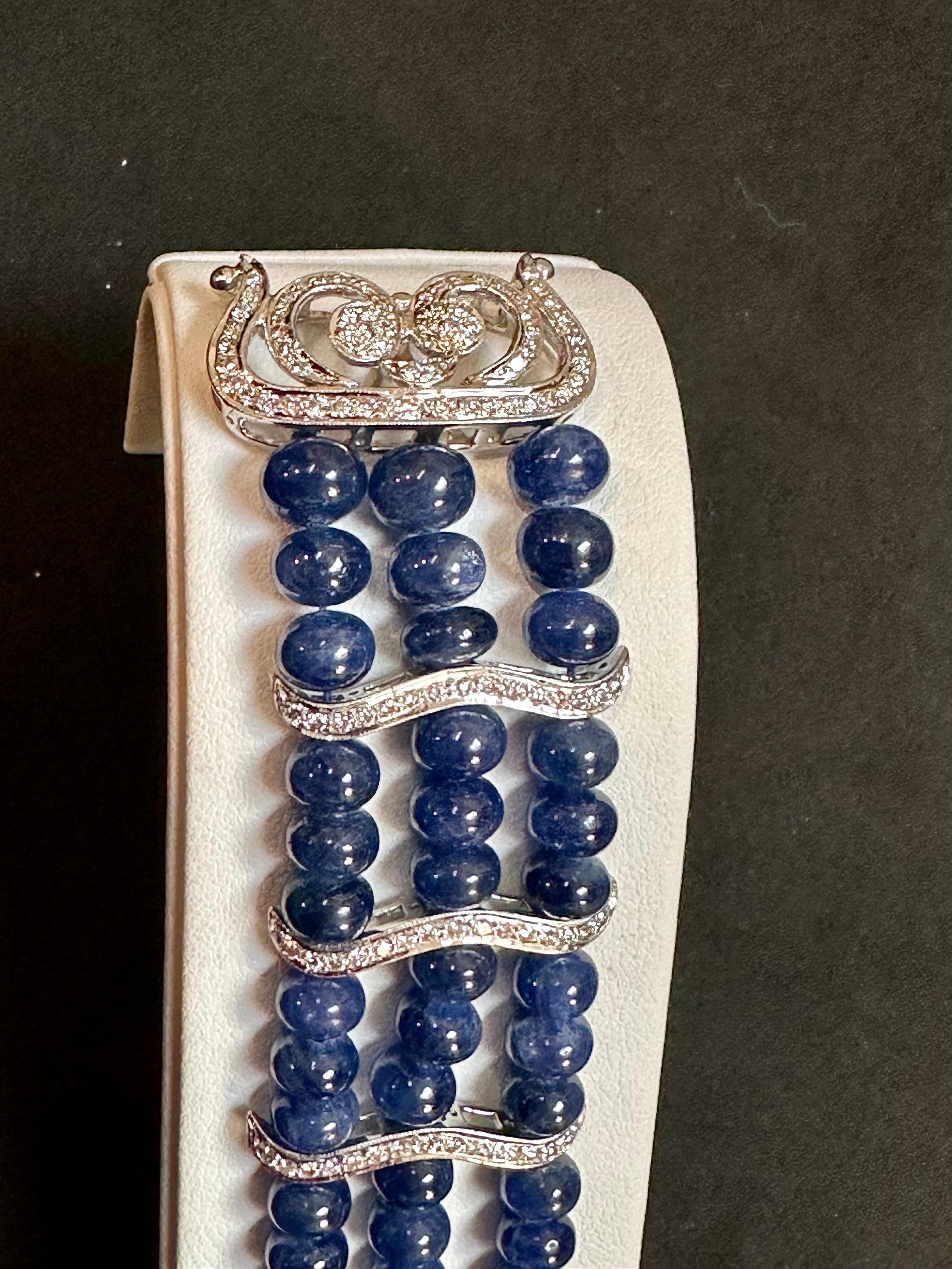 Bracelet en perles de saphir bleu naturel de Birmanie non chauffé et diamants, 18 carats, certifié GIA en vente 5