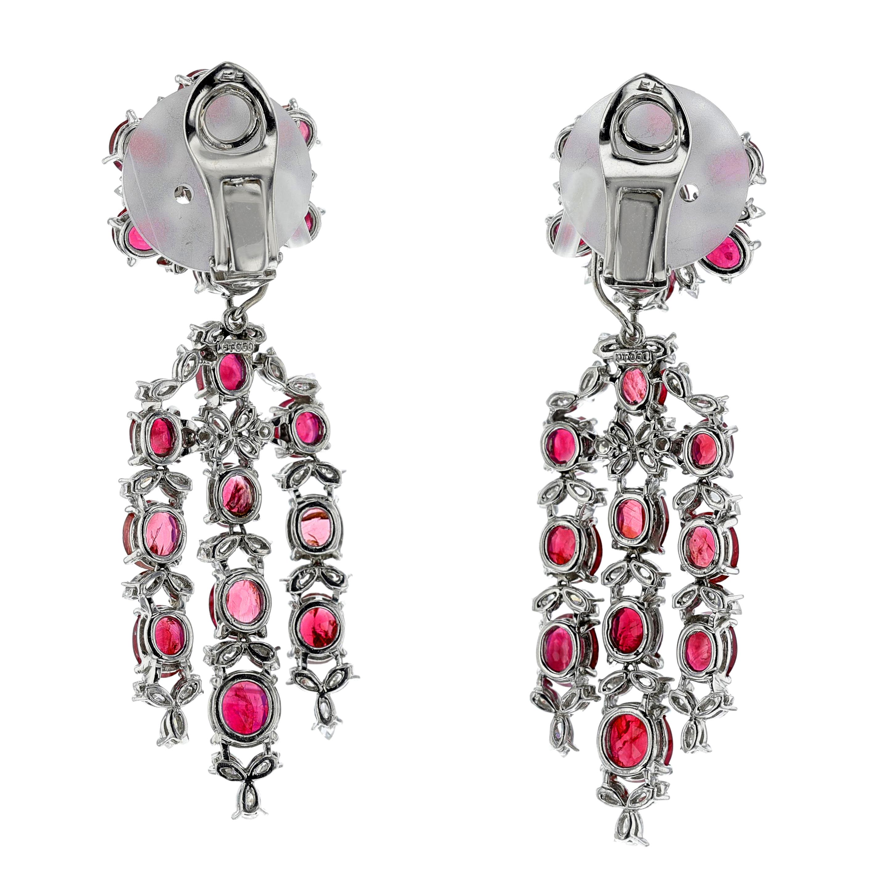 GIA Certified Burma No Heat Ruby and Diamond Day and Night Dangling Earrings 1
