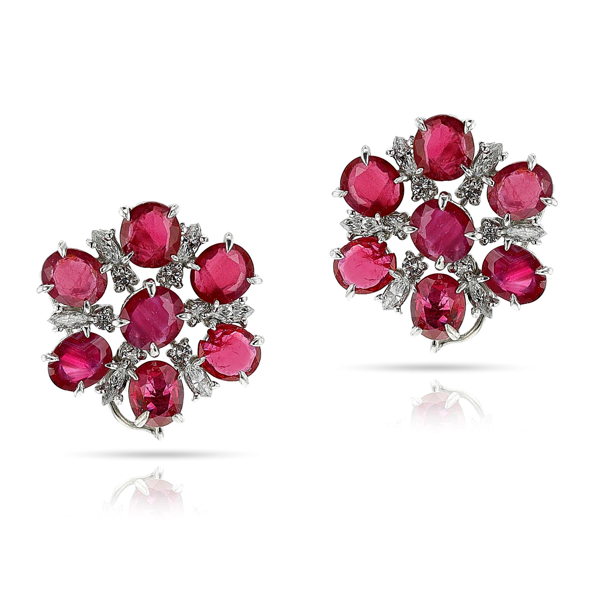 GIA Certified Burma No Heat Ruby and Diamond Day and Night Dangling Earrings 2