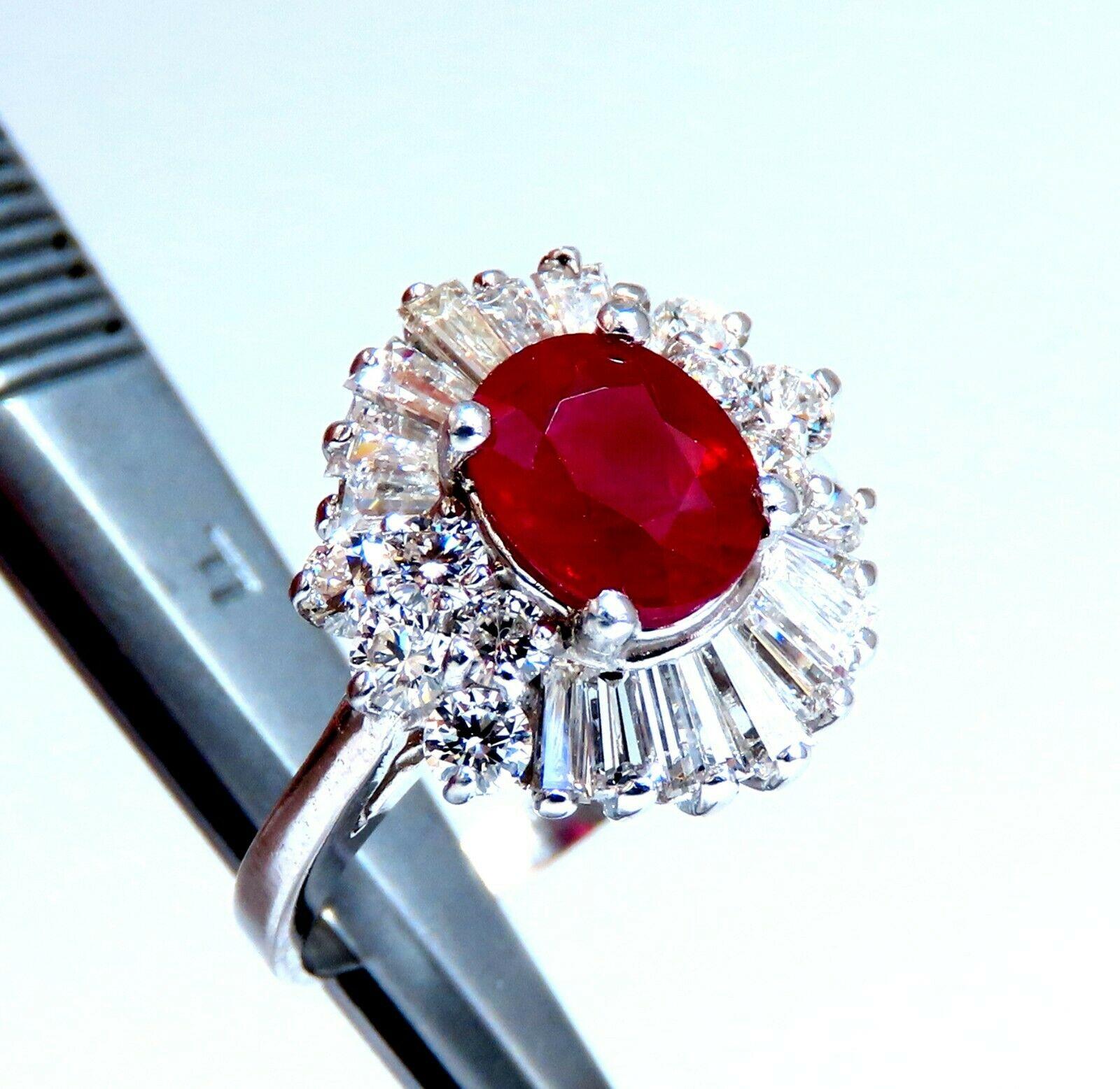 GIA Certified Burma Ruby 1.75ct Ballerina Cocktail Diamond Ring 14kt For Sale 5