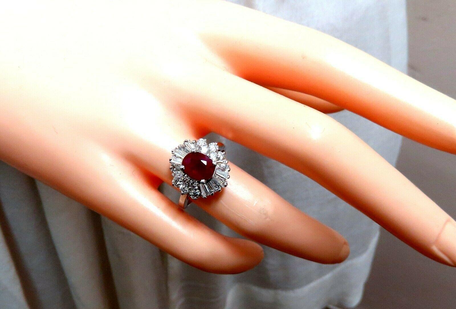 GIA Certified Burma Ruby 1.75ct Ballerina Cocktail Diamond Ring 14kt For Sale 1