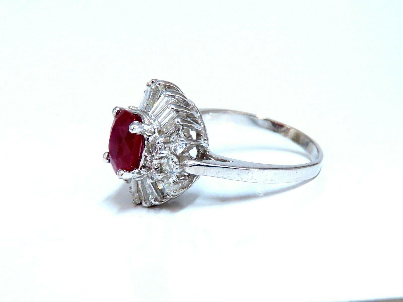 GIA Certified Burma Ruby 1.75ct Ballerina Cocktail Diamond Ring 14kt For Sale 3