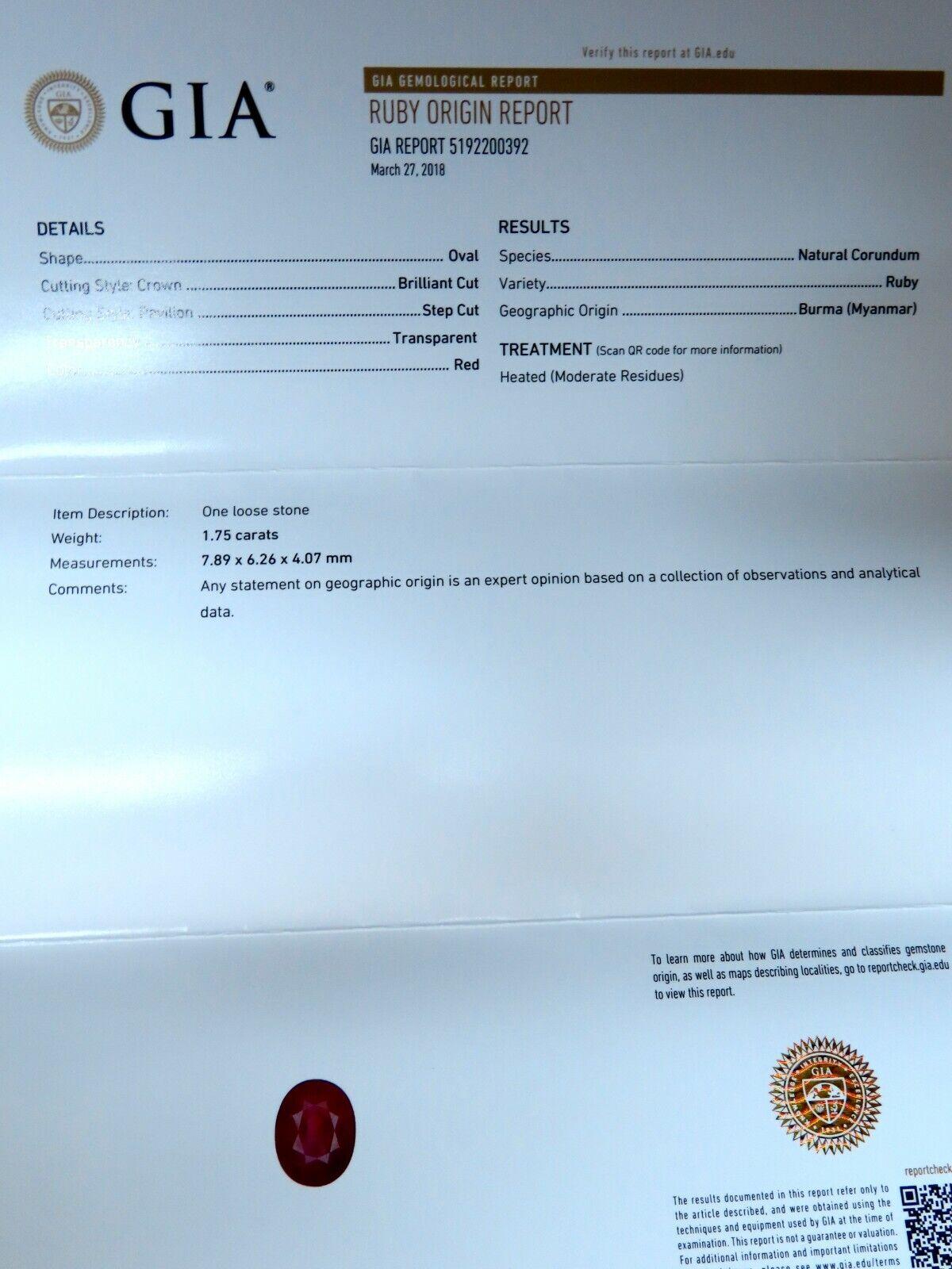 GIA Rubí de Birmania certificado 1,75 ct Anillo de diamantes de cóctel de bailarina 14kt en venta 3