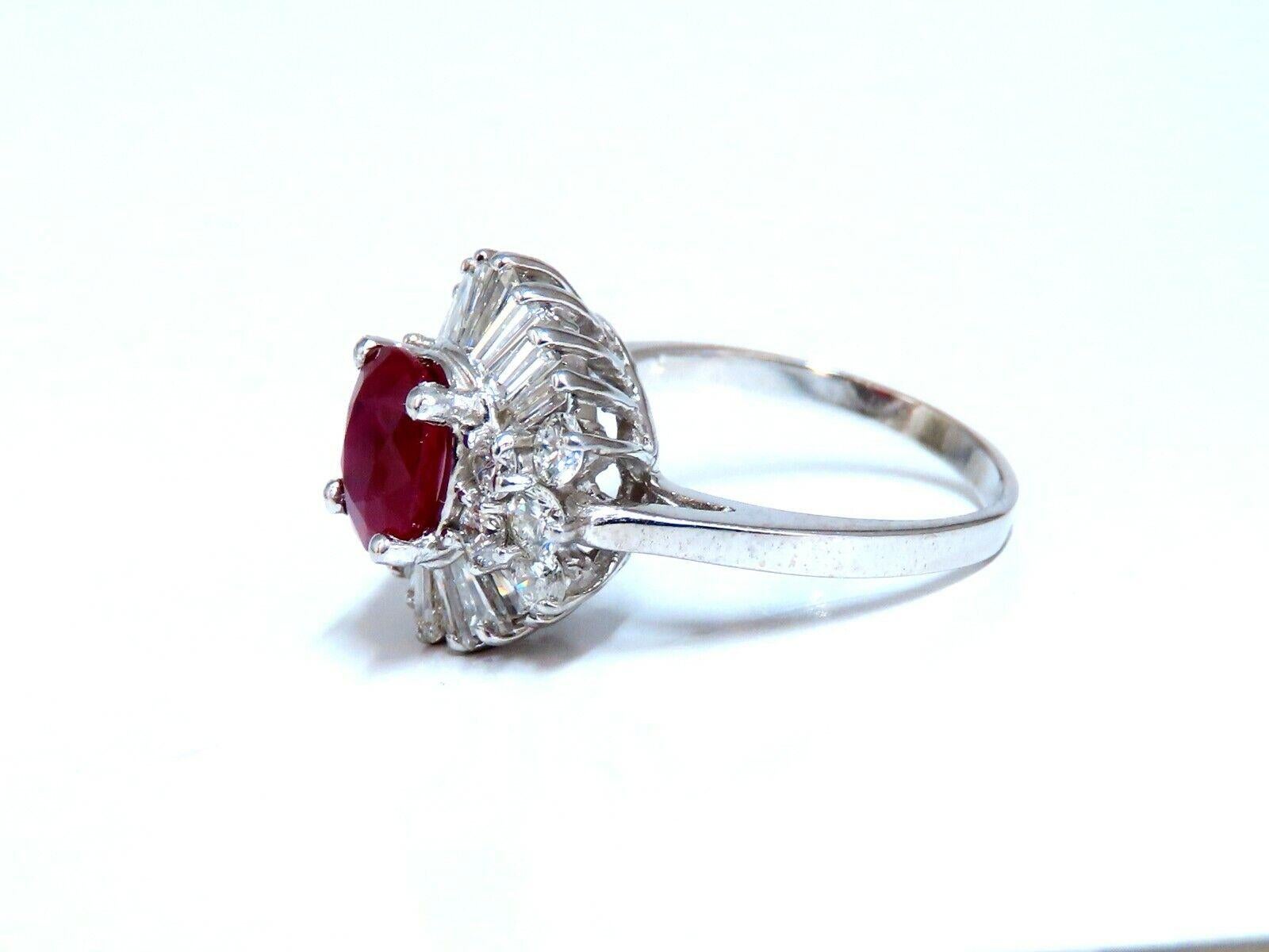 GIA Certified Burma Ruby 1.75ct Ballerina Cocktail Diamond ring 14kt For Sale 4