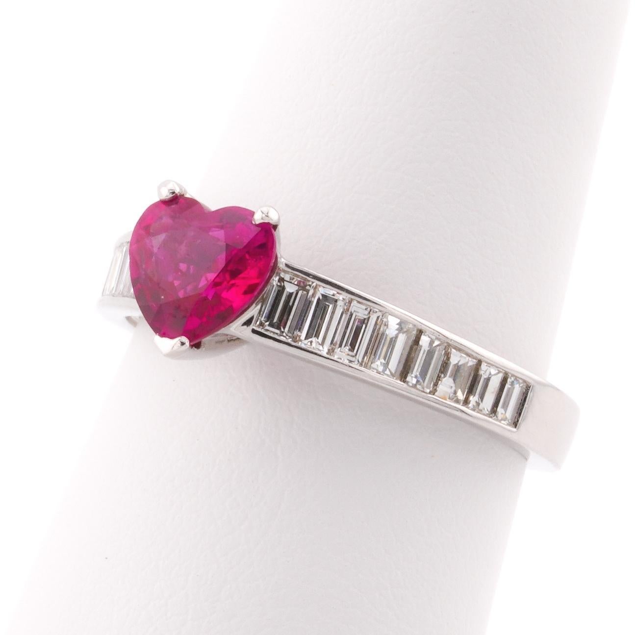  Bague en or blanc 18k certifiée GIA avec rubis de Birmanie et diamants Taille 6.75 Pour femmes 