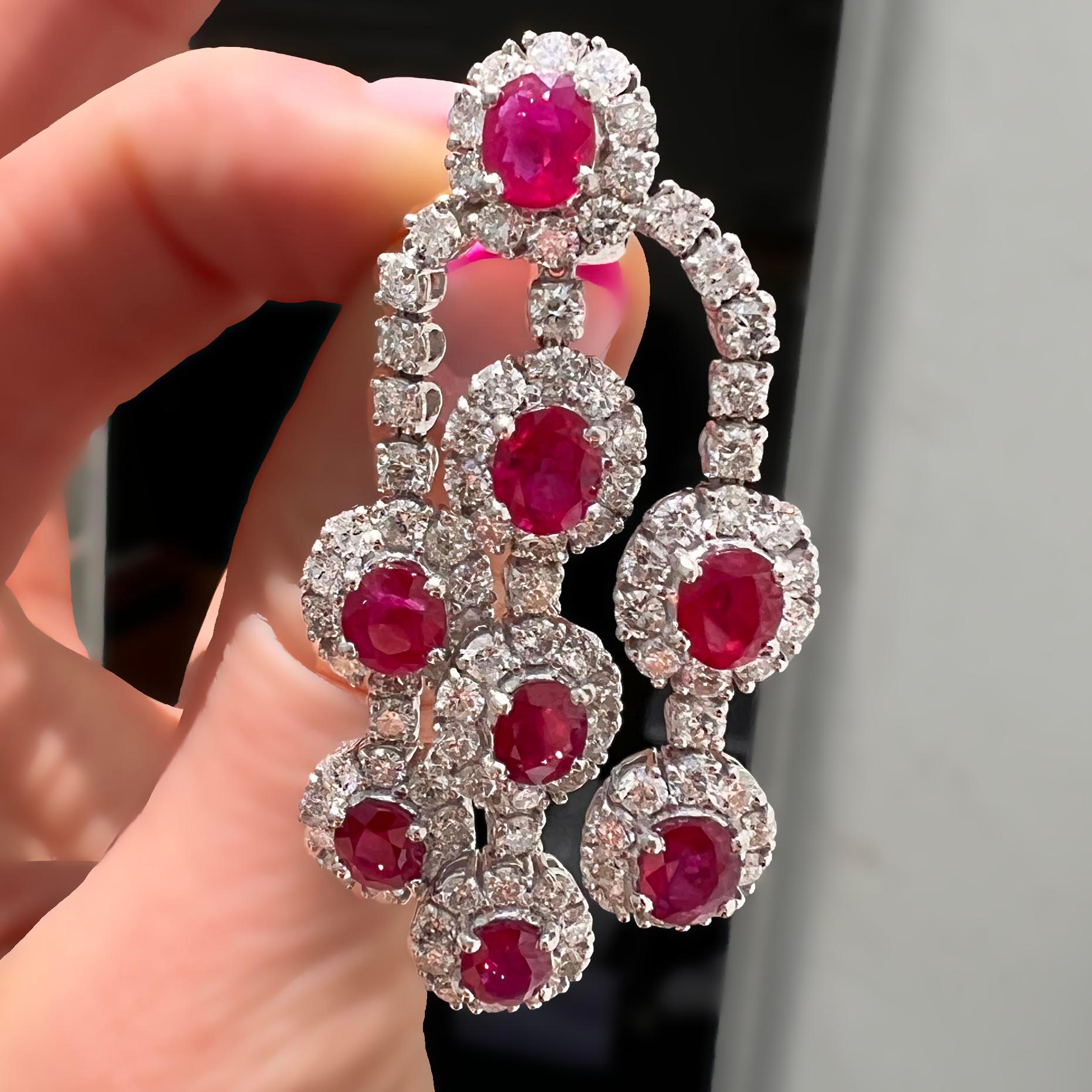 Collana, orecchini e bracciale con diamanti e rubino di Birmania certificati GIA in vendita 6