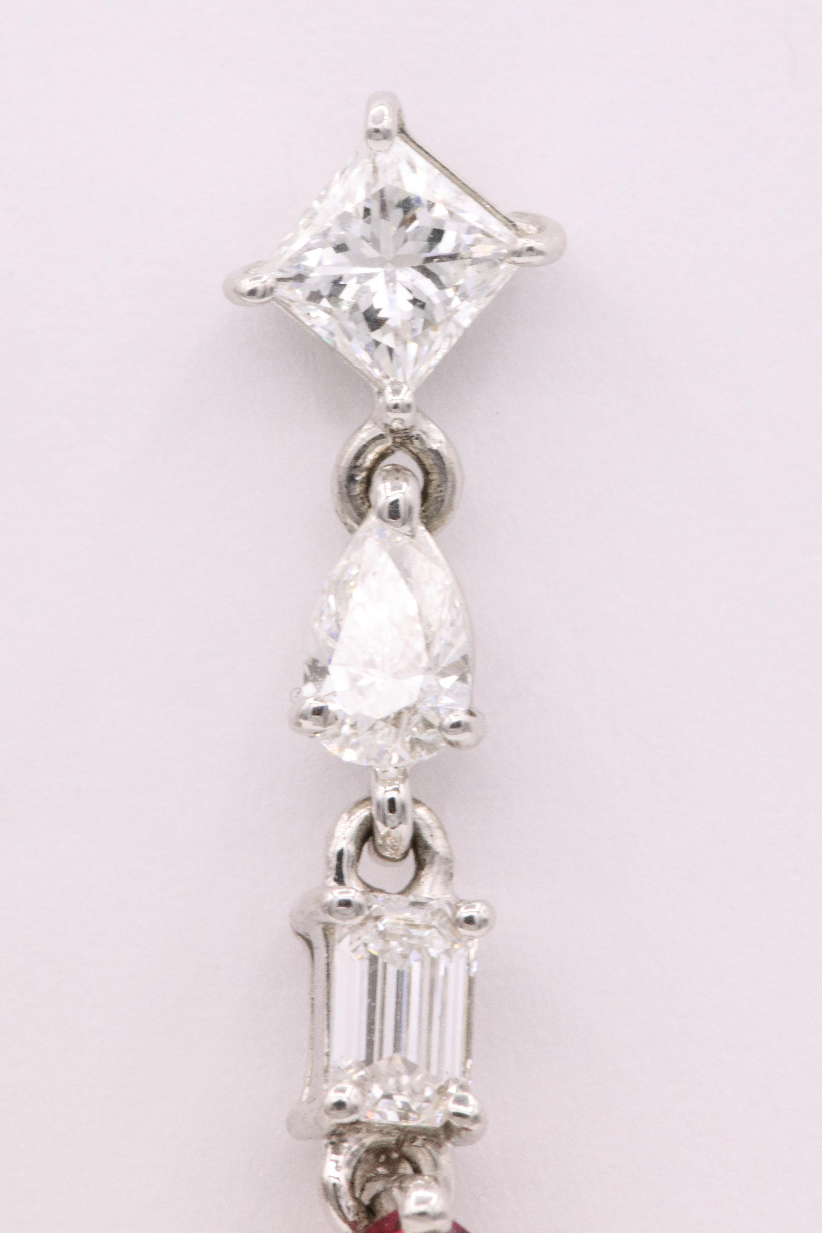 Contemporary GIA Certified Burma Ruby Diamond Drop Earrings 3.53 Carat 18 Karat White Gold