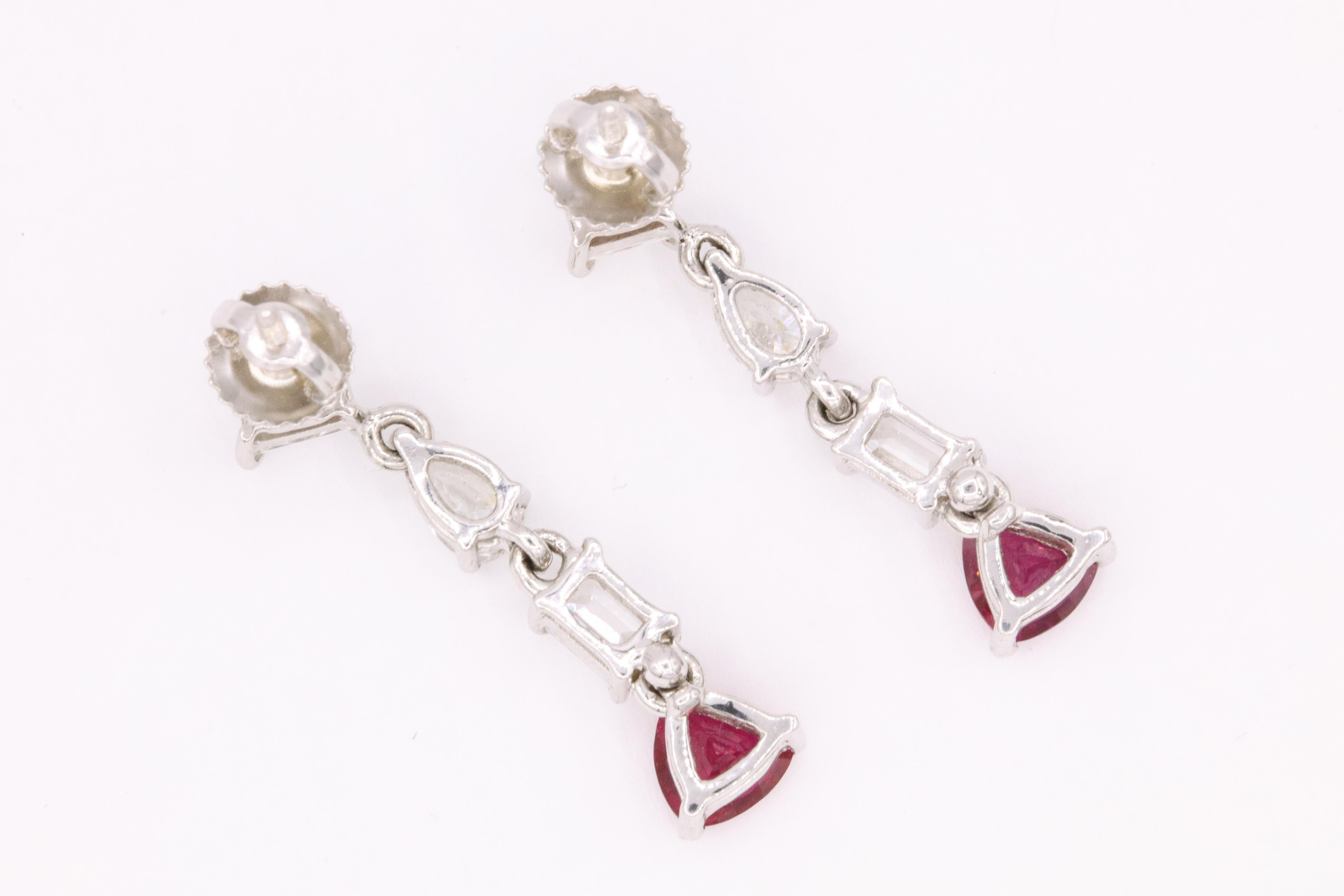 GIA Certified Burma Ruby Diamond Drop Earrings 3.53 Carat 18 Karat White Gold 1