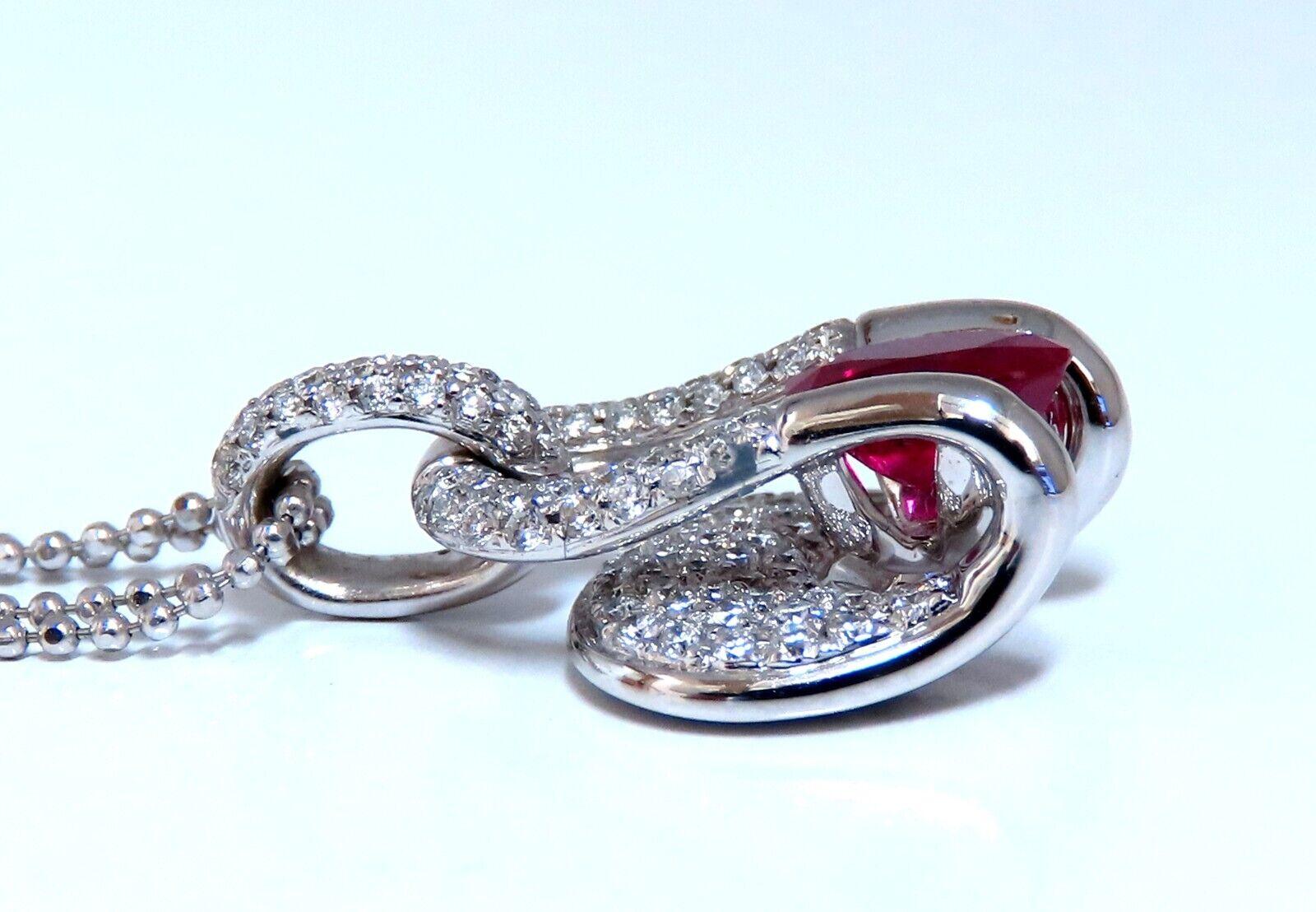 GIA Certified Burma Ruby Diamonds Necklace 18kt Mod Zen For Sale 2