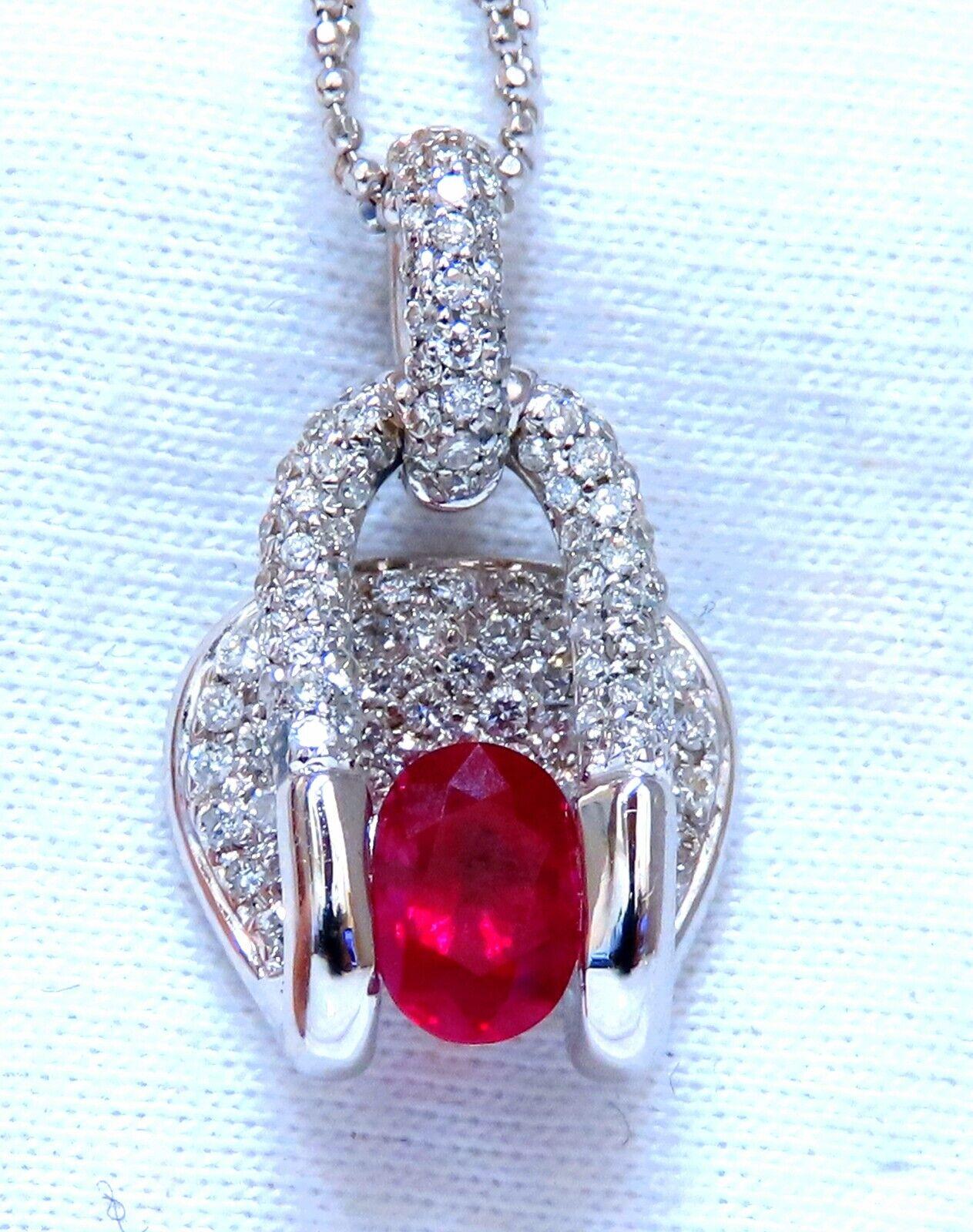 Taille ovale Collier Mod Zen en rubis de Birmanie certifié GIA et diamants, 18 carats en vente