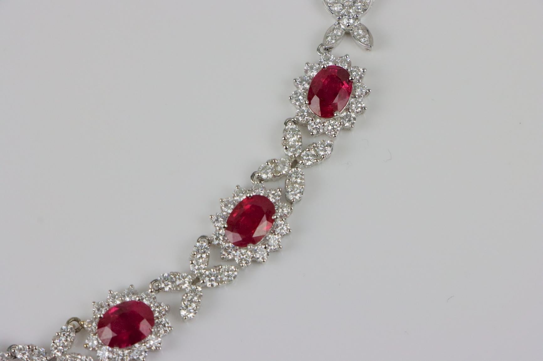 GIA Certified Burma Ruby Pidgeon Blood Diamond 18K Gold Necklace  For Sale 3
