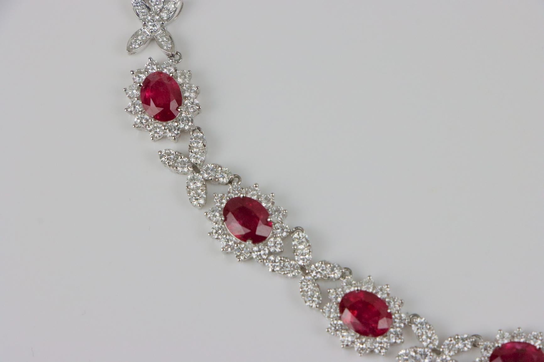 GIA Certified Burma Ruby Pidgeon Blood Diamond 18K Gold Necklace  For Sale 4