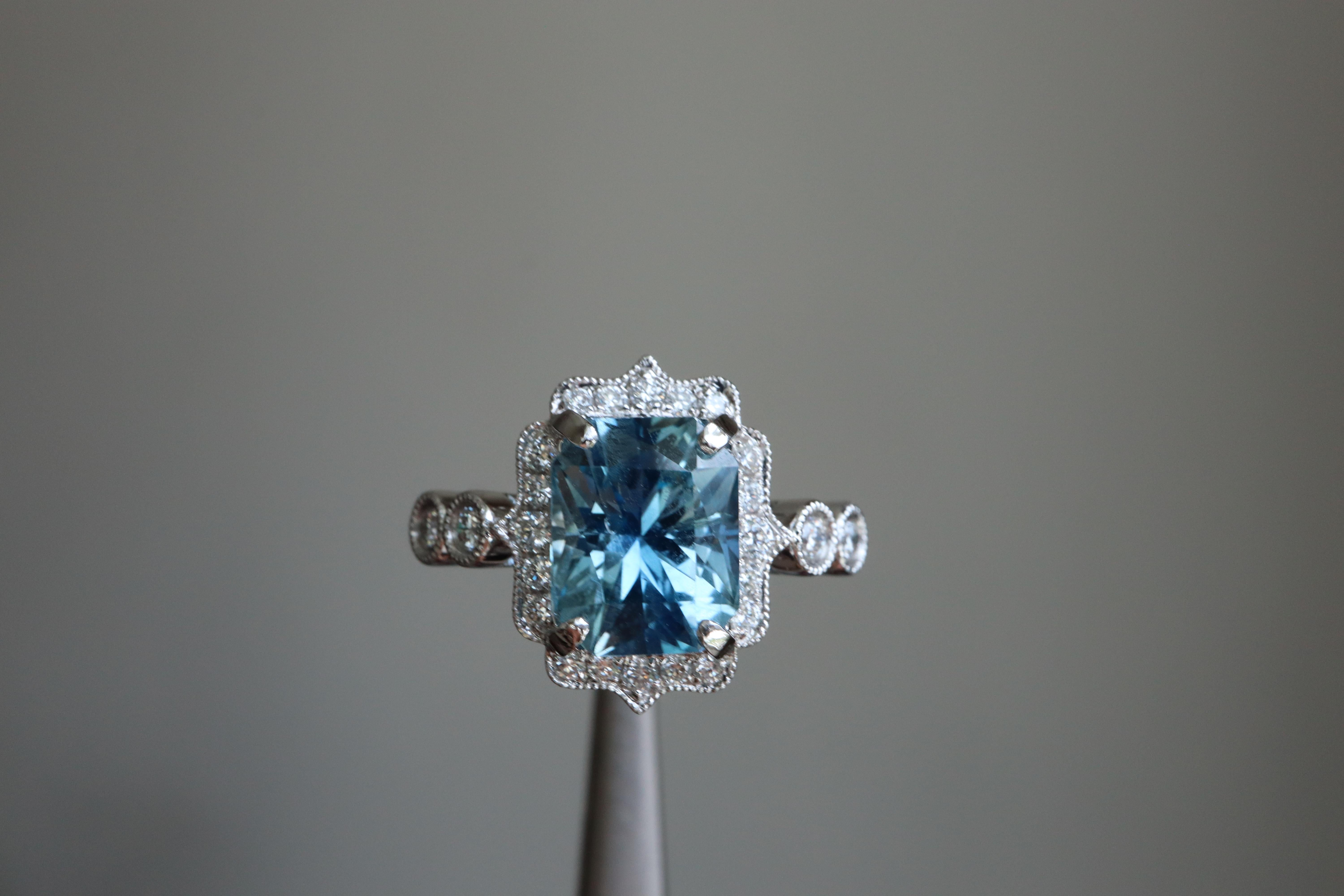 GIA Certified Burma Unheated 2.61Ct Pastel Teal Blue Sapphire Ring 1