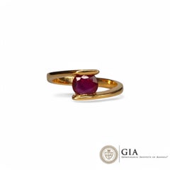 GIA certified Burma Unheated Ruby Ring (Burmese Ruby Solitaire Ring)