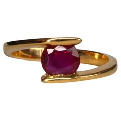 GIA certified Burma Unheated Ruby Ring (Burmese Ruby Solitaire Ring)