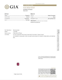 GIA Certified Burmese Octagonal Cut Ruby & Diamond Ring in Platinum