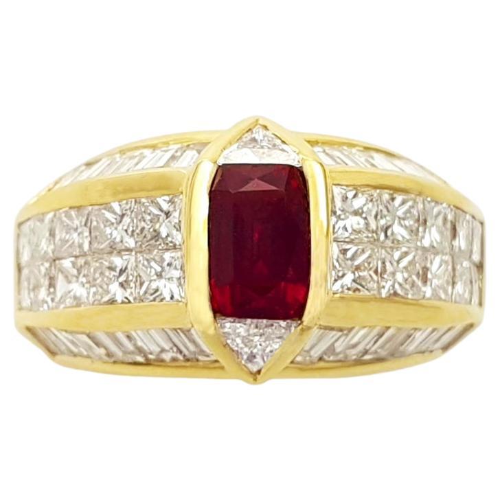 Anillo de rubí sangre de paloma birmano y diamantes con certificado GIA engastado en oro de 18 quilates
