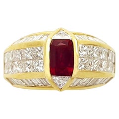 Anillo de rubí sangre de paloma birmano y diamantes con certificado GIA engastado en oro de 18 quilates