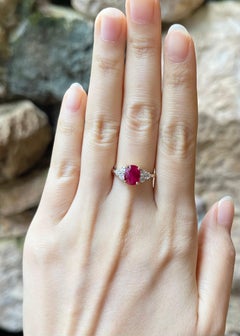 GIA Certified Burmese Pigeon's Blood Ruby with Diamond Ring set in 18K Gold