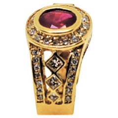 GIA Certified Burmese Ruby '0.85ct', Diamonds '110=1.62ct' 18 Karat Gold Ring