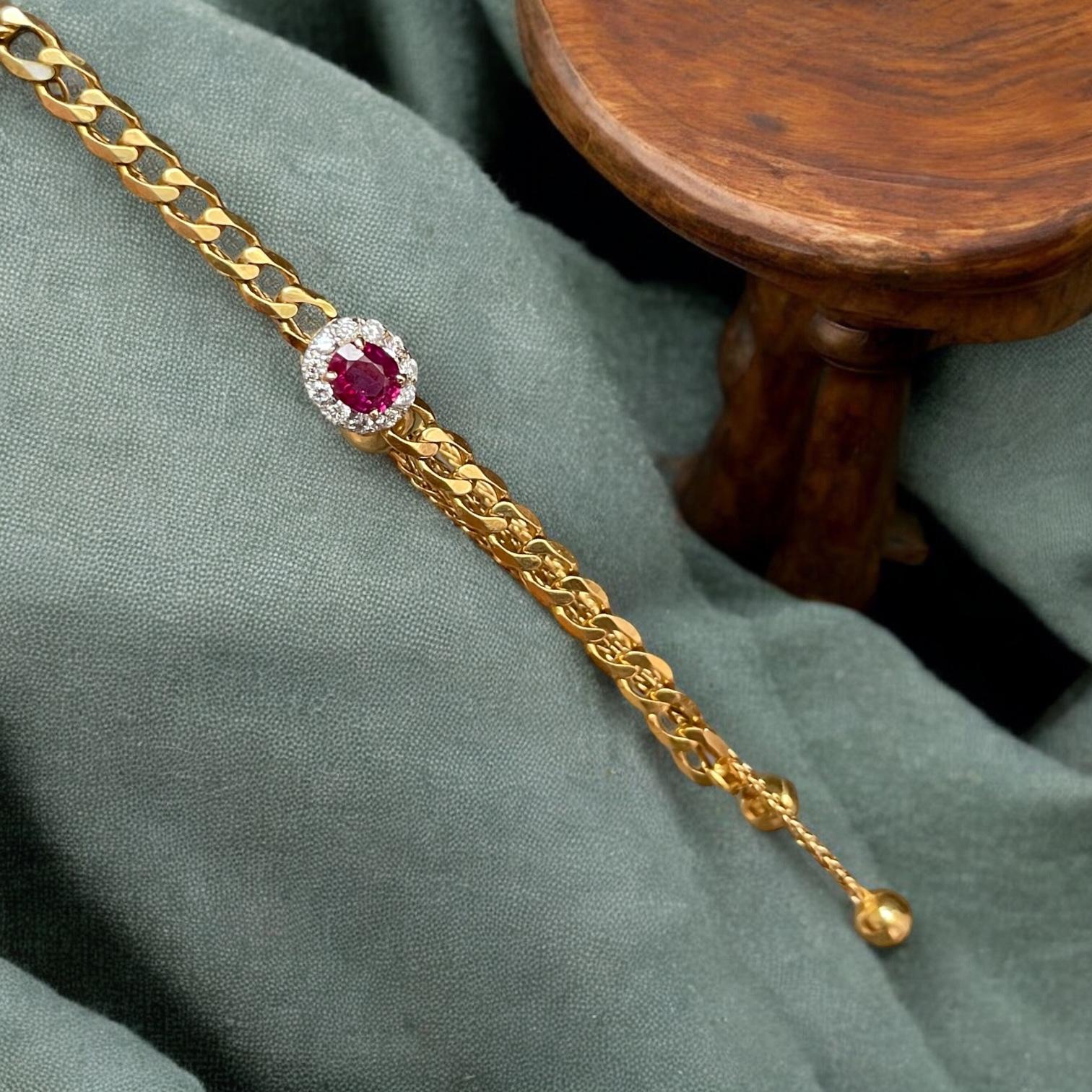 Bracelet birman non chauffé et diamants certifié GIA en or 18 carats en vente 4